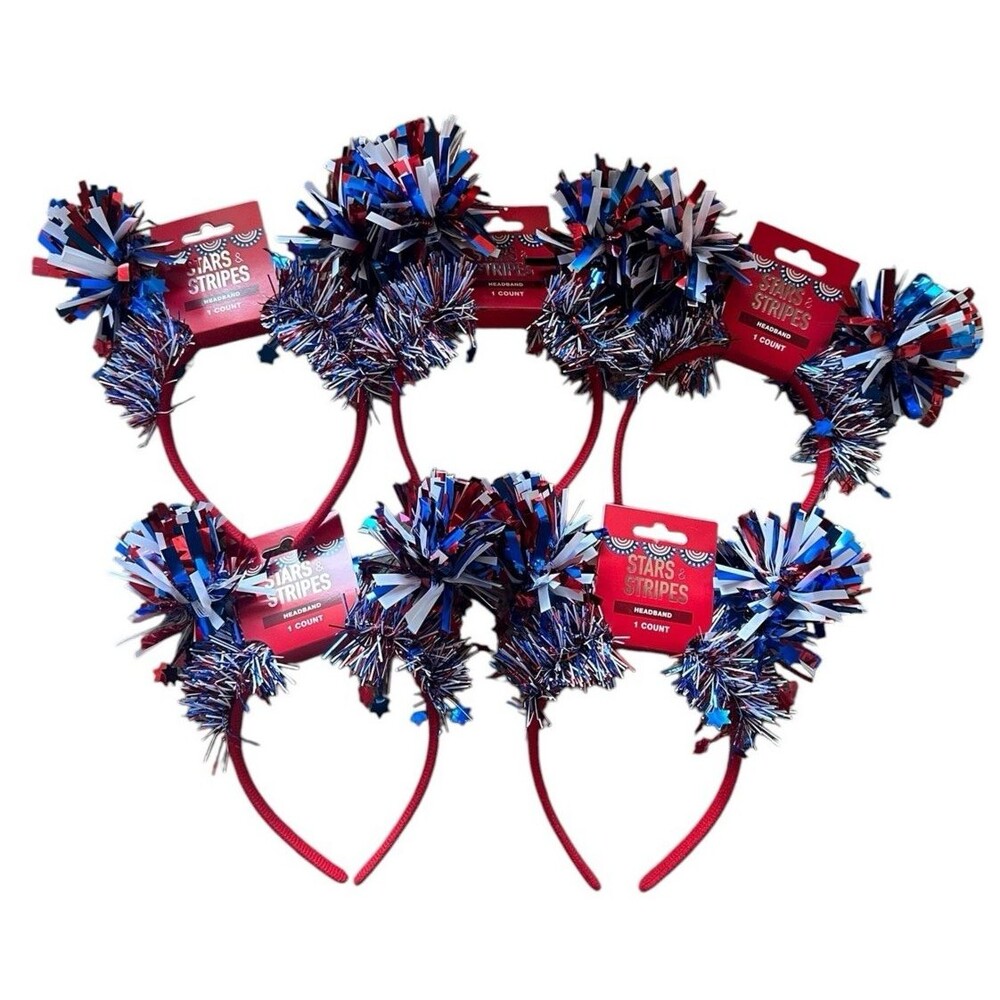 NWT Lot of 5 Stars & Stripes Adult Headbands Patriotic 4th of July NEW